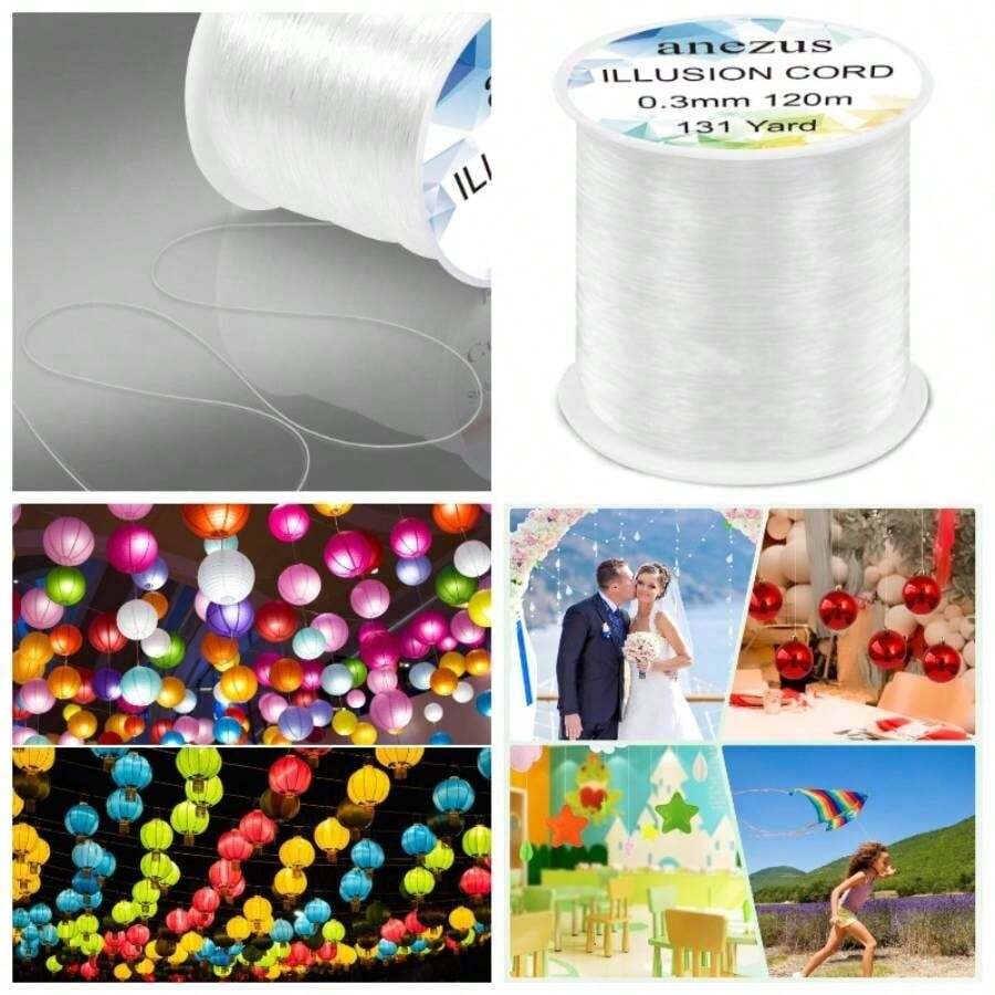 - Alambre de pesca para colgar, cuerda transparente, lnea de monofilamento fuerte para colgar decoraciones y manualidades - 0,3 mm, 15 libras - Ver 1
