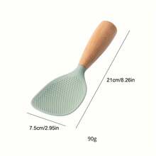 1pc Heat-Resistant Silicone Spoon With Wooden Handle - Nonstick Kitchen Tool For Nonstick Pans, Rice Cookers, And Dorm Use, Durable & Easy To Clean, Perfect For Home, School, And Dorm Kitchens, Dorm Kitchen - màu xanh lá - Xem 2