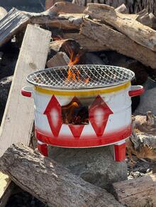 1 Set Of Barbecue Stove + Grill + Barbecue Tongs And Anti-Scalding Gloves, Suitable For Outdoor Barbecue, Family Picnics, Winter And Christmas Can Be Used As A Wood Stove, Can Be Given As A Christmas Gift To Friends And Relatives Who Like The Outdoors, Is A Good Gift For Family And Mother - Multicolor - View 4