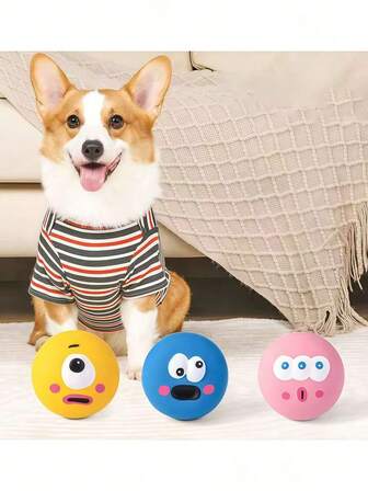 1 Pet Vocal Toy, Suitable For Small Dogs, Cats And Small Animals, With A Diameter Of 5.5cm/2.17in, Cute Eyeball Design, Durable Rubber Chewing Teeth Cleaning Balls For Pets, Squeaky Dog Toy Balls, Interactive Training Pet Supplies, Latex Vocal Bite-Resistant Dog Toys, Pet Toys And Dog Chewing Toys.