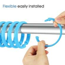 Qulable Light Blue Shower Curtain Hooks - 12 Pcs Circular Plastic Shower Curtain Rings For Bathroom - O Shaped Sky Blue Shower Hooks Rings For Shower Curtain Rod,LightBlue - Lightblue - 查看 4