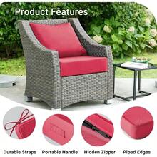 Outdoor Cushions Patio Furniture, Outdoor Cushion Set 24x 24x 5.75 Inch, Waterproof Fade Resistant Outdoor Chair Cushions, Deep Patio Chair Cushion With Removable Cover, Navy Blue - 勃根地酒紅色 + 24*24+4/24*20" - 查看 5
