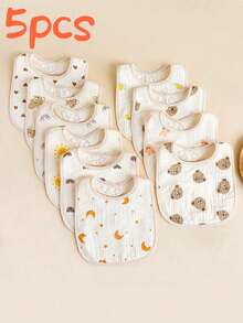 Baby Bibs, U-Shaped Gauze Bib, Muslin Breathable Absorbent Bib - Multicolor - View 12