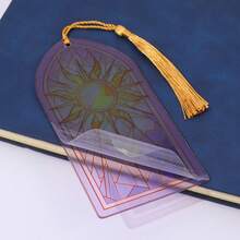 Marcapáginas de vitral con diseño de luna y sol - Elemento mágico diseñado para novelas de fantasía, preferido por entusiastas de la fantasía y amantes de la estética religiosa. - Multicolor - Ver 3