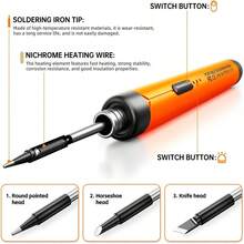 2-In-1 USB Or Battery Powered Soldering Iron, Portable Rechargeable Electric Soldering Pen With 3 Heating Tips, Suitable For Phone, Computer Repair, Mini Home DIY Welding Tool - Color - View 8