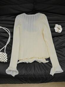 两件套性感针织吊带背心配蕾丝边和系带开衫，高品质春夏套装，适合新年、外出、通勤、约会等场合。 - 杏色 - 查看 9