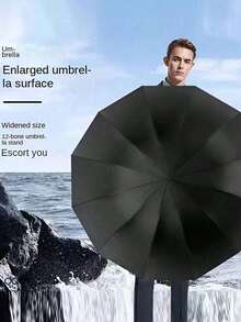 Black Windproof And Waterproof Folding Umbrella, Suitable For Business People's Travel, Sturdy Windproof Travel Umbrella, Aluminum Umbrella Pole, Black, Lightweight, Strong Ultraviolet, Foldable, Compact, Portable, Rainproof, Sunscreen.