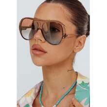 1PC New Vintage Design Oversized Square Fashion Glasses, High-End Street Style Party Festival Everyday Casual Eyewear Beach Accessories For Women Glasses Shades Plain Casual PC None  Casual    PC    None - 咖啡棕 - 查看 4