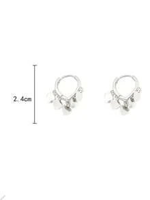 Heart Drop Earrings Valentines - Silver - View 7