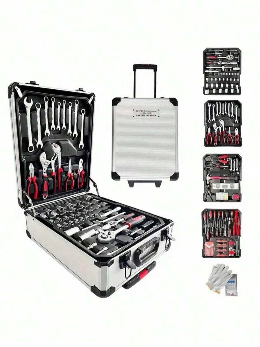 Bộ dụng cụ sửa chữa ô tô chuyên nghiệp 46 món: Bộ cờ lê bánh cóc di động, bền bỉ và dễ sử dụng - Thích hợp cho sửa chữa ô tô, thuyền, xe máy, bảo trì nhà cửa và công nghiệp - Bao gồm hộp đựng - Nhiều màu - Xem 1