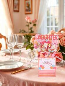 1pc "Happy Birthday To My Daughter" 3D Pop-Up Greeting Card, Personalized Birthday Card With Envelope, Creative Gift, Party Decoration Memento For Parents To Give To Daughter, Baby Growth Milestone, Infant Birthday Party Decor, Birthday Gift For Daughter - Card - View 4