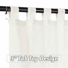 RYB HOME Sheer Curtains For Living Room - Linen Textured Wave Semi Translucent Privacy Light Filtering Drapes For Office Bedroom Patio Door, 52 Inch Wide X 96 Inches Long, 1 Pair, Cream,52inchWx95inchL(Packof2),Natural - Natural - 查看 4