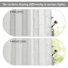 RYB HOME Linen Sheer Curtains - Privacy Textured Semi Sheer Drapes Light Glare Filtering For Bedroom Living Room French Door Window Decor, Width 52 In X Length 84 In, 2 Panels,  Grey,52inchWx84inchL(Packof2),Grey - 鴿灰色 - 查看 7