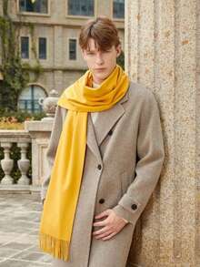 Men's Pashmina Scarf/Shawl/Long Winter Scarf - Mustard - View 2