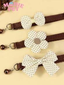 3pcs Cute & Fashionable Polka Dot Bow Tie And Flower Combination Pet Collar Set, Joyful For Cats And Dogs - Multicolor - View 10