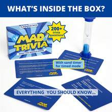 KAWAII KOI MAD TRIVIA Trivia Game With Sand Timer About Things You Oughta Know - Fun Fast-Paced Quiz Card & Board Game With 200+ Questions For 14+, Family Road Travel Game For The Pursuit Of Trivial Knowledge - Multicolor - View 3