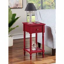 Convenience Concepts French Country Khloe 1 Drawer Accent End Table 14" - Traditional Farmhouse Side Table With Storage Drawer And Shelf For Living Room, Cranberry Red - 蔓越莓紅 - 查看 2