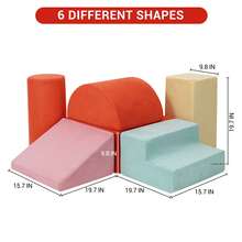 PtioHavn Juego de bloques de espuma para trepar para niños pequeños, tejido de ante suave, juguete para trepar para niños de 1 a 3 años, tobogán infantil portátil tipo sofá (juego de 6 piezas). - Rojo - Ver 3