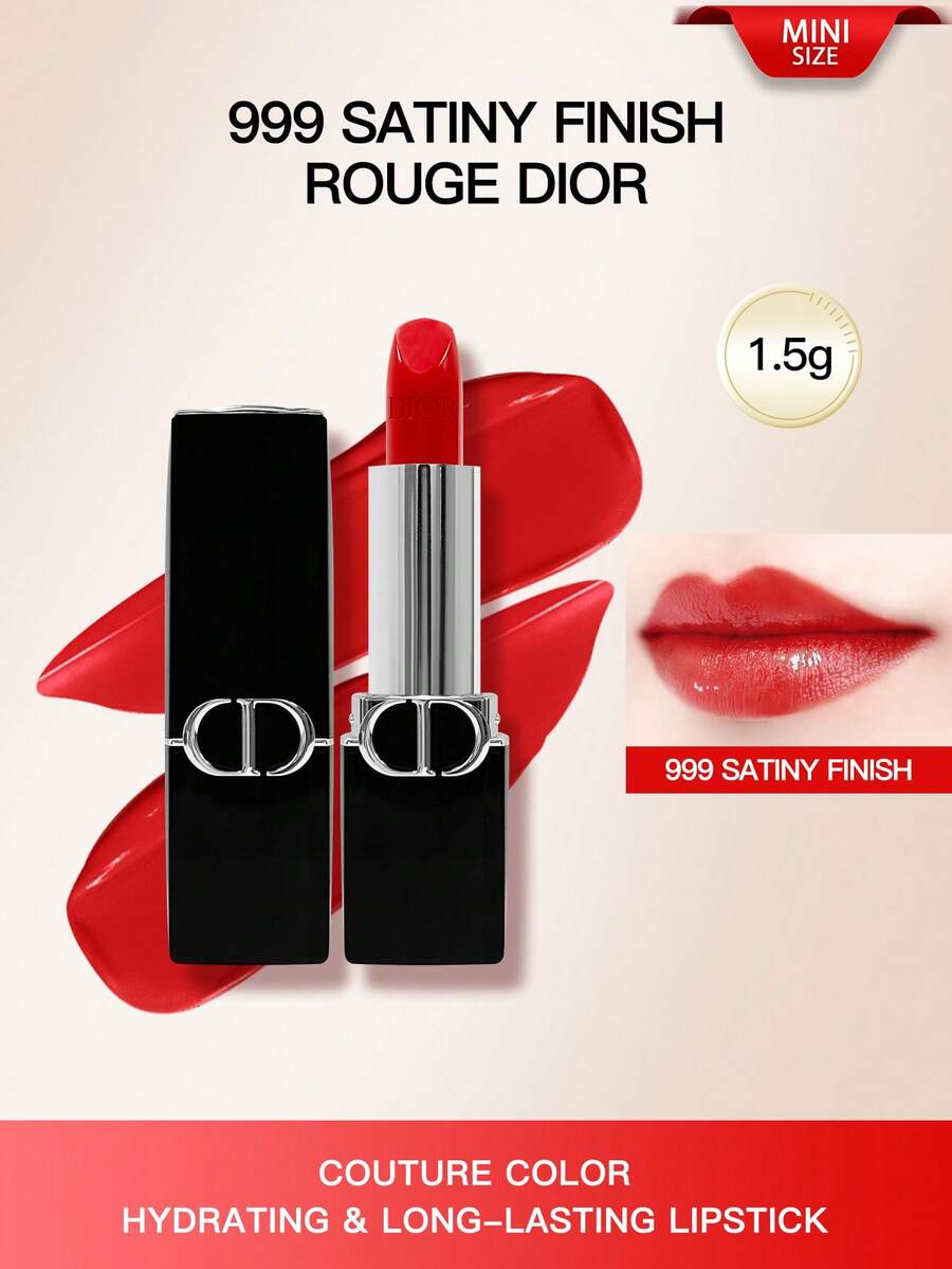 CHRISTIAN DIOR DIOR ROUGE DIOR SATIN 999# 1.5g[TAMAÑO MINI] - Rojo - Ver 1