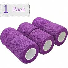 1PCS  2-Inch X 5-Yard Self-Adhesive Bandage, Elastic Wrapping Breathable Sports Tape, Suitable For Sports, Wrists, Ankles (Purple). Breathable Elastic Self-Adhesive Bandage, Non-Woven Fabric, Pet Bandage, Finger Bandage. - 紫色 - 查看 4