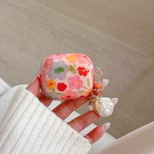 1 Set Vintage Floral Painting Design Protective Case Compatible With Apple Pro 2, Charm Pendant, Soft Cover Compatible With Airpods 1/2 - Multicolor - View 9