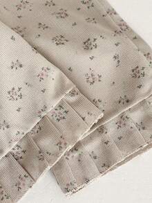 INS Baby Girls' Casual Ditsy Floral Ruched Flounce Corduroy Pants, Spring/Autumn - Apricot - View 11