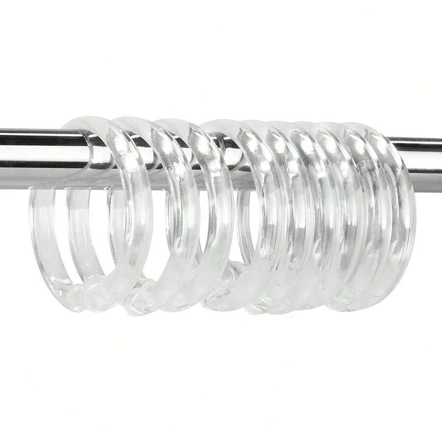 Clear Plastic Shower Curtain Rings, 12 PCS Circular Plastic Shower Curtain Hooks For Bathroom Shower Curtain Rod, Clear Shower Hooks For Shower Curtain, O Shaped Shower Rings For Curtain,Clear - 清除 - 查看 1