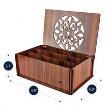 Premium Wood Hard MDF Tea Storage Box Organizer (Brown) -Friendly Multi-Functional Drative Box 9 Compartments For Assorted Variety Of Tea Bags And Small Items - Brown2 - View 3