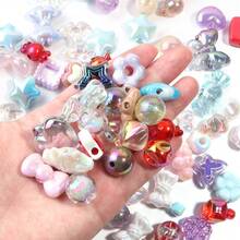 45g Hạt nhựa acrylic Y2K nhiều màu sắc hình hoa, trái tim, bướm, kẹo, phong cách Kawaii, thích hợp làm vòng tay và trang sức DIY. - Trộn màu ngẫu nhiên - Xem 3