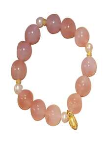 Corrugated Simple Fresh Bracelet Leaf Shape Bracelet For Women Fashion Simple Open Bracelets Long-Lasting Glossy Adjustable - Baby Pink - View 1