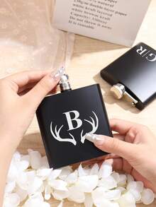 6盎司定制黑色酒壶，刻字酒壶，送给他的礼物，男士刻字礼品，伴郎礼物，新郎礼物，送给父亲的礼物，婚礼回礼，个性化礼品 - 黑色 - 查看 5