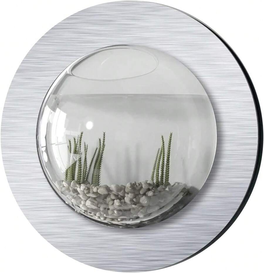 Burbujas de Pescado de Aluminio Cepillado con depósito de Peces de Lujo montado en la Pared - 1 - Ver 1