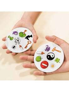 经典配对卡牌游戏 - 寻找匹配的符号（骷髅、仙人掌、心形），包含阴阳、心形和闪电符号的家庭聚会游戏，附带游戏说明 - 藍色 - 查看 4