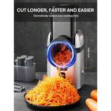 JIAO Electric Cheese Grater Upgraded 6-IN-1 Large Feed Chute Electric Vegetable Slicer With Different Blades And Storage Box Cheese Shredder Electric Slicer For Cheese Fruits Vegetables HU - 銀色 - 查看 5