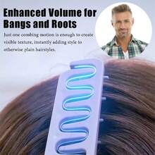 男士蓬松宽齿梳，ABS塑料材质，纹理手柄，适合蓬巴杜发型，专业宽齿纹理梳，可轻松倒梳，理发师专用梳子 - 彩色 - 查看 6