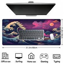 大型日式海浪游戏鼠标垫 - 防滑、可水洗橡胶底座桌垫，饰以鲜艳的蓝红色《神奈川冲浪里》图案，是游戏玩家和专业人士的理想之选。加长加厚桌垫，防滑底座，耐用织物面料。 - 彩色 - 查看 10