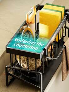 1个厨房沥水架，海绵架，水槽抹布架，台面抹布架，海绵沥水架，收纳整理架，适用于厨房收纳和清洁工具，保持厨房清洁整齐。 - 黑色 - 查看 5