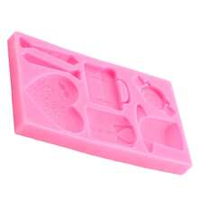Father's Day Fondant Molds Watch T-Shirt Tie Hat Briefcase Pattern Silicone Mold For Cake Decorating Cupcake Topper Chocolate Candy Gum Paste Polymer Clay,StyleD - StyleD - 查看 7