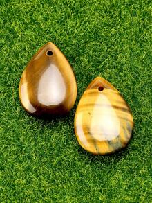 2pcs Natural Stone Water Drop Shaped Pendant DIY Jewelry Making Accessories, Amethyst & Lapis Lazuli & Blue Limestone Pendant - Multicolor - View 9