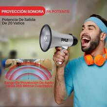 Pyle Megáfono Portátil con Sirena Altavoz Compacto Funciona con Pilas, Potencia de 20W, Micrófono, Plegable. Animadoras y Uso Policial Plateado - Verde - Ver 10
