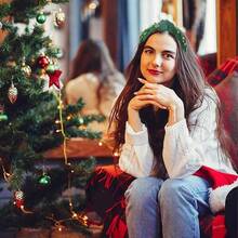 Diadema de Nudo de Navidad para Mujeres y Nias, Accesorios para el Cabello, para Mascarada, Decoracin de Vacaciones, de Cosplay - Verde-B - Ver 5