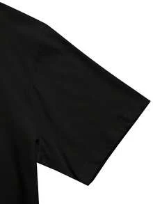 Camiseta de Hombre con Patrones de Líneas e Impresión de Letras - Negro - Ver 2