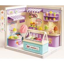 塑料房屋搭建玩具套装，DIY迷你娃娃屋游戏套装，带LED灯，适用于迷你人偶，拼装玩具，3D模型套件，成人礼物