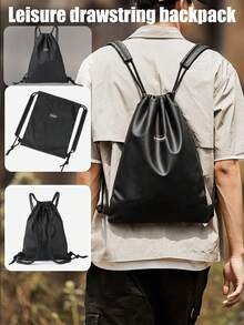 Simple Drawstring Backpack For Men And Women, Casual Fitness Backpack For Men, Cycling Storage Small Backpack, Waterproof Swimming Gym Lightweight Drawstring Bag, Drawstring Backpack For Women, Drawstring Backpack Student Basketball Bag, Lightweight Badminton Bag Drawstring Sports Bag For Men And Women, Storage Bag Drawstring Training Fitness Backpack, Training Class Backpack Basketball Training Bag Football Storage Running Shoe Bag - Black - View 1
