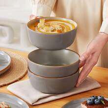 vancasso This 12-Piece Ceramic Dinnerware Set Features Matte And Glossy Sesame Glazes And Is Available In Five Color Families. The Set Includes Dinner Plates, Dessert Plates, And Cereal Bowls, Making It Suitable For A Family Of Four For Various Occasions. - 灰色 - 查看 8