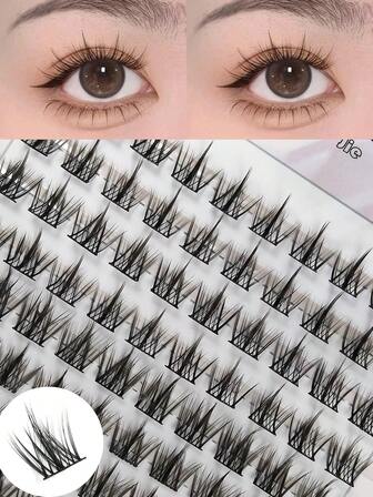 100 PCS C Curling DIY Eyelash Extensions 11-13MM 3 In 1 Individual Cluster Volume Lashes For Women Self Grafted Lashes At Home DIY Korean False Eyelashes