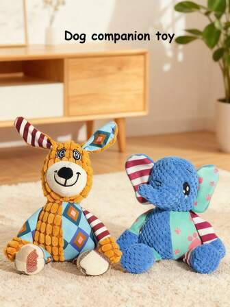 Brinquedos de pelúcia para cães em formato de elefante/raposa/cachorro, para limpeza e desgaste dos dentes, brinquedos interativos com apito, adequados para cães de porte médio e pequeno, presentes e acessórios para cães.