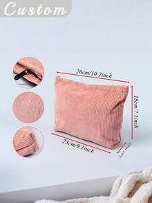 个性化姓名刺绣灯芯绒化妆包，拉链封口，大容量化妆包，完美伴娘或新娘礼物，化妆旅行包，新娘派对礼物，优雅字体设计，精湛工艺，新年礼物，情人节礼物，旅行收纳包 - 彩色 - 查看 6