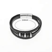 Leather Rope Bracelet Vintage Leather Woven Bracelet Genuine Leather Multi-Layer Jewelry - Bạc - Xem 3
