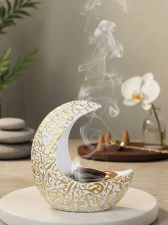 1 st månformad rökelsekare, halvmåneformad rökelsehållare, rökelsekolsställ, högtidsdekor, Eid-I-D